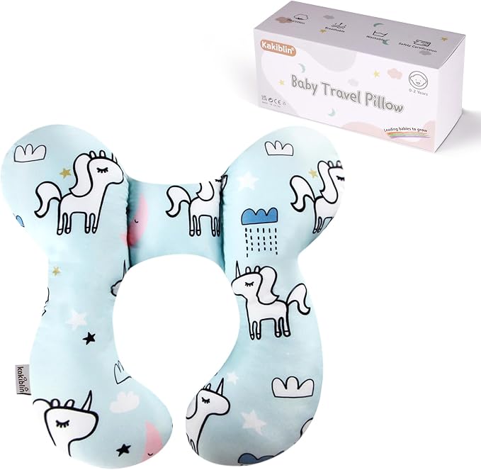 KAKIBLIN Baby Neck Pillow, Baby Support Pillow,Upgraded Neck Pillows for Car Seat,Head and Neck Support Pillow for Car Seat, Stroller, Pushchair(Unicorn)