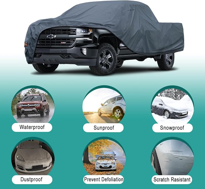 GUNHYI 16 Layers Truck Cover Waterproof All Weater, Heavy Duty Outdoor Pickup Truck Cover for Ford F-Series F-150, Toyota Tundra, RAM 1500 2500 3500, Nissan Titan etc. Length up to 248 inch.