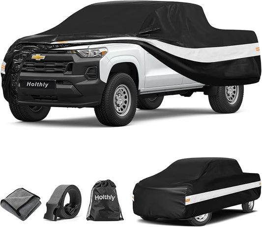 10 Layers Truck Cover Waterproof All Weather Custom Fit Chevrolet Colorado(2003-2026) Extended/Crew Cab Short Bed, Outdoor Full Exterior Pickup Car Cover Sun Rain Snow Ice Protection. Black
