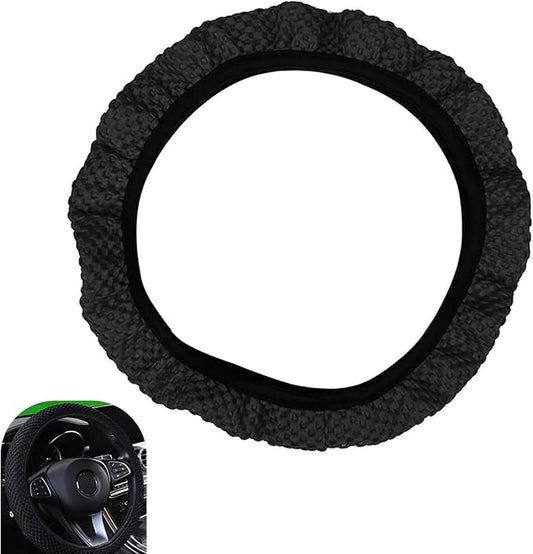 Car Steering Wheel Cover, Breathable Ice Silk Steering Wheel Cover, Elastic Stretch Anti-Slip Wheel Protector, Auto Interior Protection for 14.5" & 15", Fit for SUV Sedan Truck (Black)