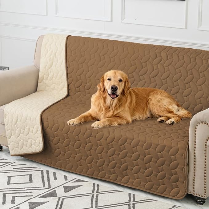Ameritex Waterproof Pet Bed Cover Anti-Slip Dog Bed Blanket for Sofa and Furniture Waterproof New Pattern Design (Camel, 82x120 Inch (Pack of 1))
