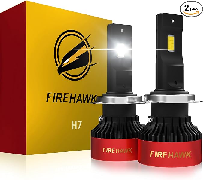 Firehawk H7 LED Bulbs 70000LM 6000K Cool White, 5-Min Plug-N-Play Fog Light, Pack of 2