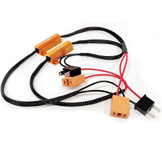 O-NEX H7 LED Load Resistor Kit 50W 8ohm Headlight Bulb Relay Harness Adapter Anti Flicker Error Decoder Warning Canceller