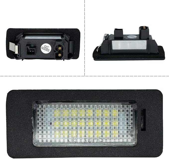 AUTOXBERT 2PCS LED License Plate Light Lamp for BMW 1 3 5 X Series E82 E88 E90 E91 E92 E93 E39 E60 E61 X1 X3 X5 X6 Rear Tag Lights Assembly Replacement, 6000K Xenon White&Error Free