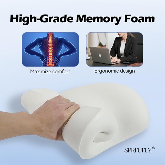 Really Supportive Lumbar Support Pillow for Car, Back Support Lumbar Pillow | 100% Memory Foam - Breathable Removable Cover, Ergonomic Design - Improve Sitting Posture & Back Pain Relief(Black, 1PC)