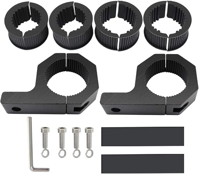 Universal Bull Bar Clamp Mounting Kit-2PCS Heavy Duty LED Light Bar Brackets for 1.38"/1.5"/1.6"/1.97" Tubes, Fits Roof Roll Cage, Bumper, Off-Road Driving Lights