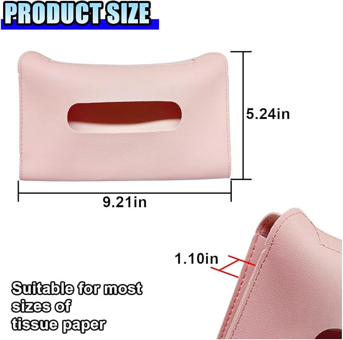 Car Visor Tissue Holder - Leather Tissue Box Holders Car Mask Dispenser - Hanging Car Napkin Holder Auto Tissues Dispenser - Rectangular Mask Holders Sun Visor Accessory for Vehicles (Pink)