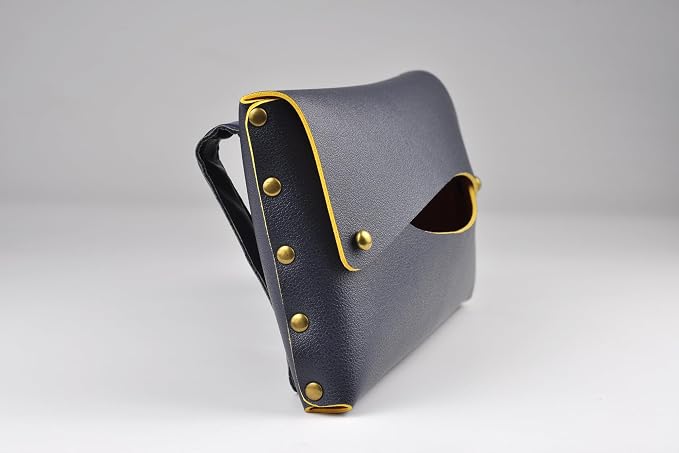 Car Tissue Holder, Tissue Case for Sun Visor, PU Leather Backseat Napkin Holder with Clips (Navy Blue)
