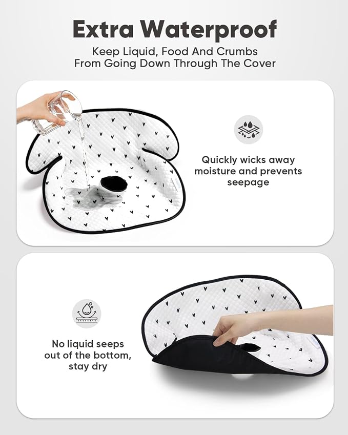 2 Pack Waterproof Baby Piddle Pads Carseat Potty Training Car Seat Protector, Waterproof Infant Car Seat Liner Cover to Prevent Pee, Leakproof and Washable (Black and White)