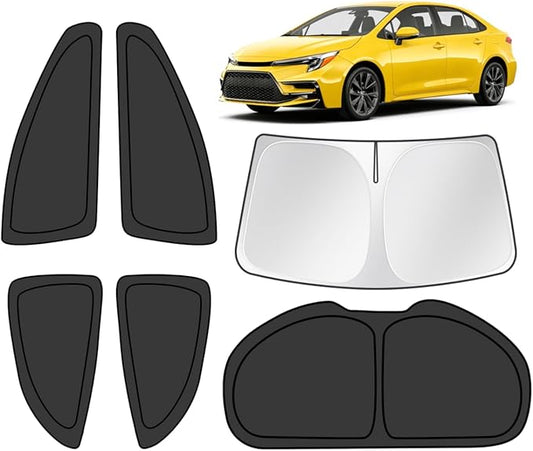 KUST Car Window Shades for Toyota Corolla 2020-2023 2024 2025 Windshield Sun Shade Side Window Cover UV Block Privacy Protection Accessories for Camping Blackout Rear Back Full Set 6PCS