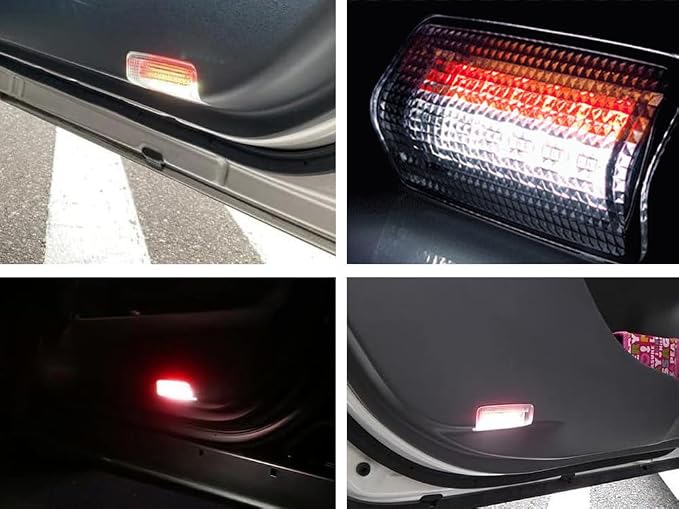 iJDMTOY White LED w/Red Strobe Feature Side Door Courtesy Light Assy Compatible With Lexus IS ES GS LS RX GX LX; Compatible With Toyota Avalon Sienna Venza Camry Prius 4Runner
