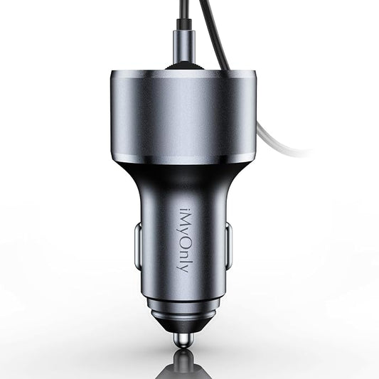 Bluetooth V5.4 AUX Car Adapter FM Transmitter | All-Metal, No Static Noise,PD&QC Fast Charger,