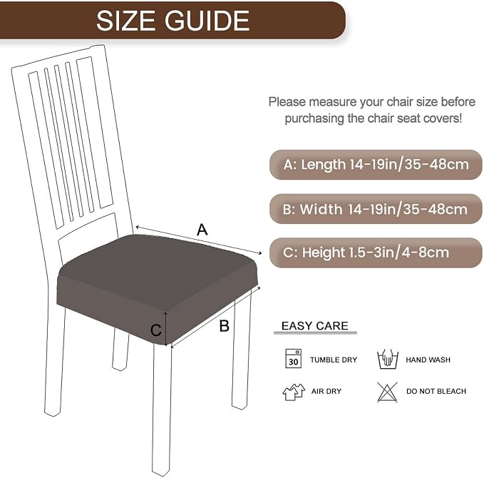 SearchI Seat Covers for Dining Room Chairs Stretch Printed Chair Seat Covers Set of 4, Removable Washable Upholstered Chair Seat Protector Cushion Slipcovers for Kitchen(Geometric Stripe)