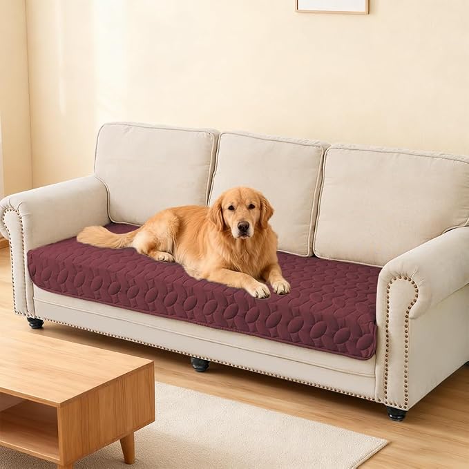 Ameritex Waterproof Pet Bed Cover Anti-Slip Dog Bed Blanket for Sofa and Furniture Waterproof New Pattern Design (Burgundy, 30x53 Inch (Pack of 1))