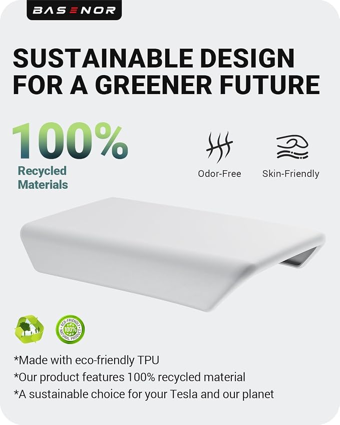BASENOR Center Console Armrest Cover for 2025 2026 Tesla Model Y Juniper/Model 3 Highland [Non-Slip] [No Logo] Arm Rest Protector Accessories TPU White (Standard/Premium/Performance)