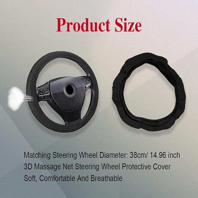 HAOBO Elastic Stretch Steering Wheel Cover, 15 Inch Automotive Steering Wheel Cover, Comfy Breathable Stretch Steering Wheel Protector, Ice-Silk Cloth Polyester Steering Wheel Cover for Men Women