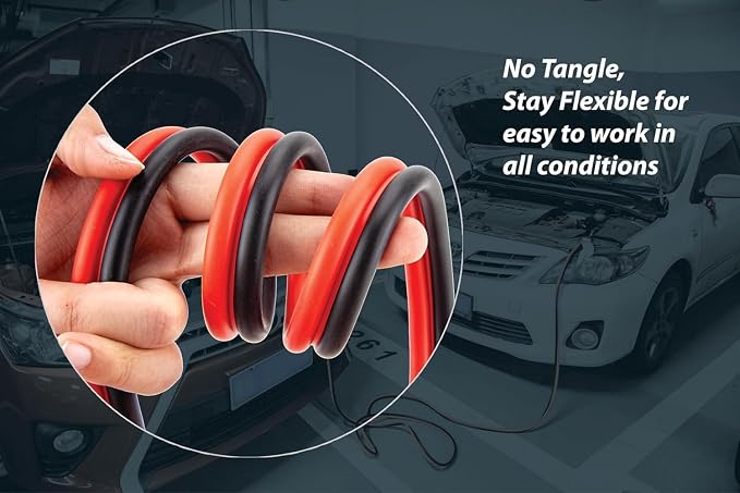Justin Case Super Heavy-Duty Jumper Cables for Car, Includes 4 Gauge Wire Conductor 20' Car Jumper Cables & 365 Days of Roadside Assistance