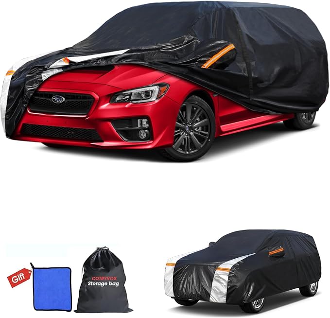 Multi-Layer Car Cover Custom Fit for Subaru Impreza hatchback(2013-2026), 100% Waterproof All Weather for Automobiles, Gift with Towel, Heavy Duty Car Covers for Rain Sun UV Protector With Door Zipper