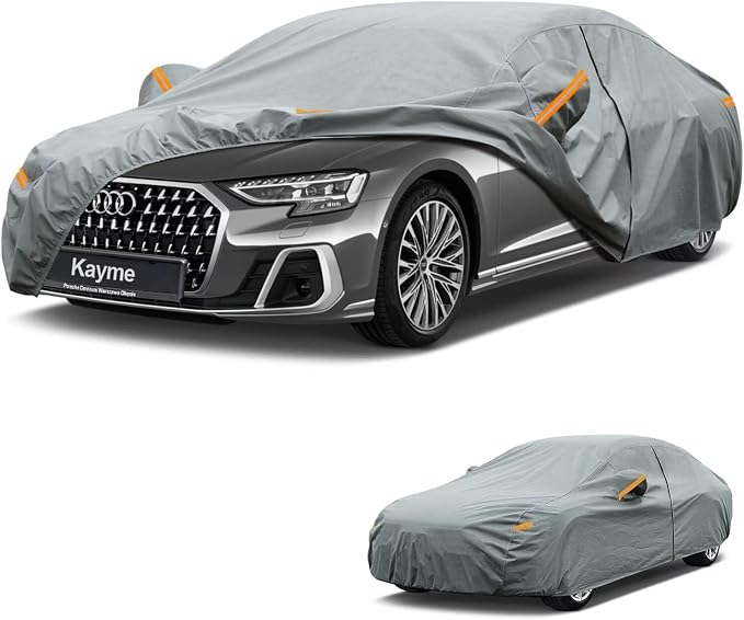 Kayme Heavy Duty Car Cover Custom Fit Audi A8/S8(1993-2025), Waterproof All Weather for Automobiles, Full Exterior Covers Sun Rain UV Protection.