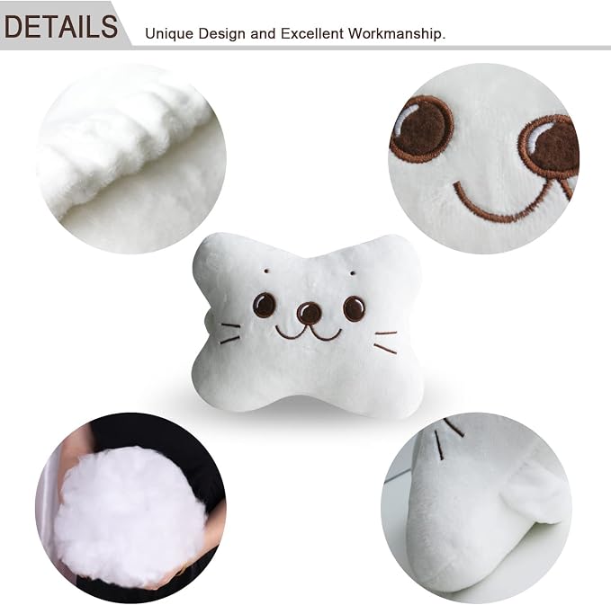 Sexysamba Car Headrest Pillow,Cartoon Neck Pillow for Car,Comfortable Soft Car Seat Pillow for Driving,Head Rest Cushion,Cute Neck Pillow for Travelling and Home 2Pcs (White)