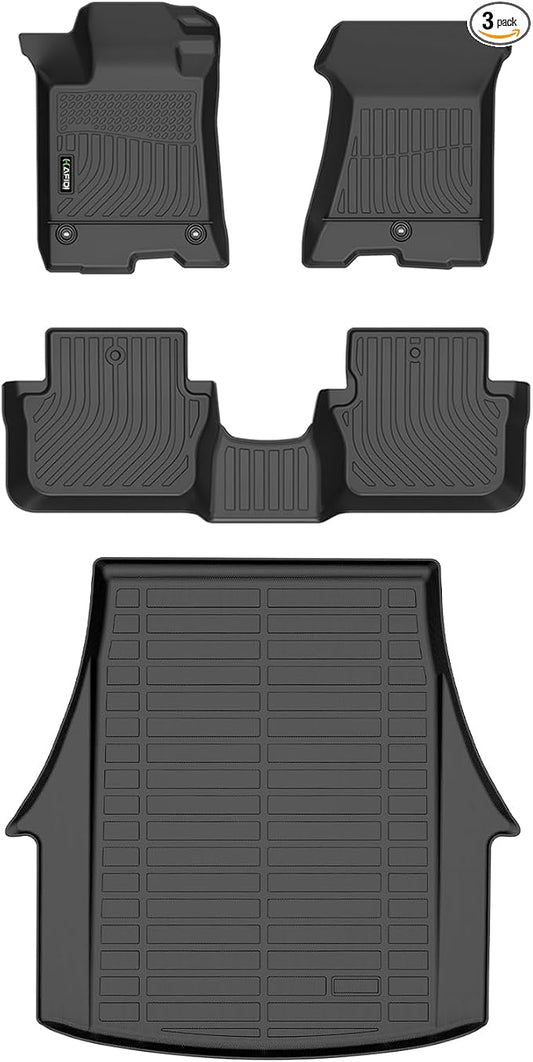 All Weather Car Floor Mats & Cargo Liner for Acura TLX AWD 2015-2020 Custom Fit TPE Anti-Slip Automotive Floor Liners Full Set Accessories - Black