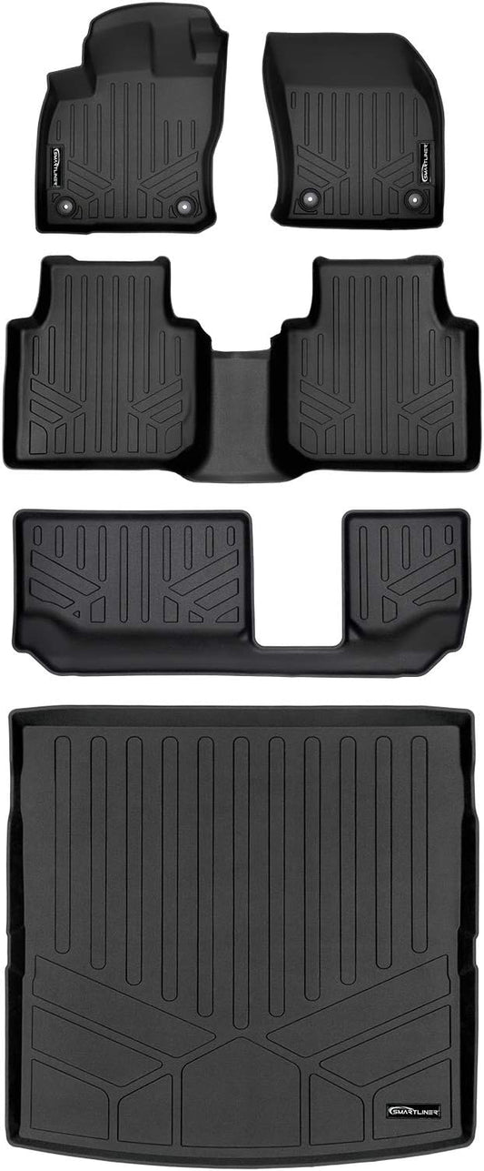 SMARTLINER Custom Fit Floor Mats 3 Rows and Cargo Liner Behind 2nd Row Set Compatible with 2018-2024 Volkswagen Tiguan