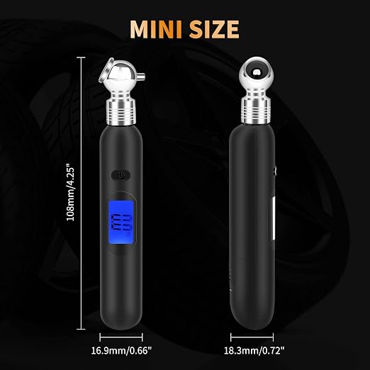 RVZONE Mini Digital Tire Pressure Gauge 3-99PSI 4 Settings Tire Gauge for Tire Pressure with Backlit LCD for for RV Car Truck Bicycle, Easy and Accurate Reading(Black)