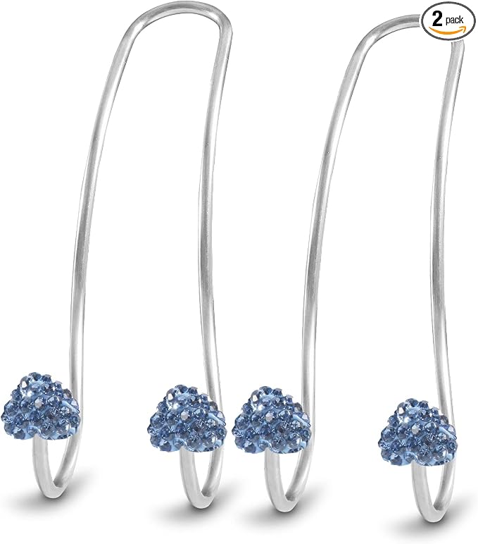 Guoord 2024 Upgraded Car Headrest Hooks Decorations, 2 Pcs Bling Heart-Shaped Purse Hangers, Auto Hooks and Durable Backseat Holder, Universal Storage for SUV Truck Vehicle (Blue)