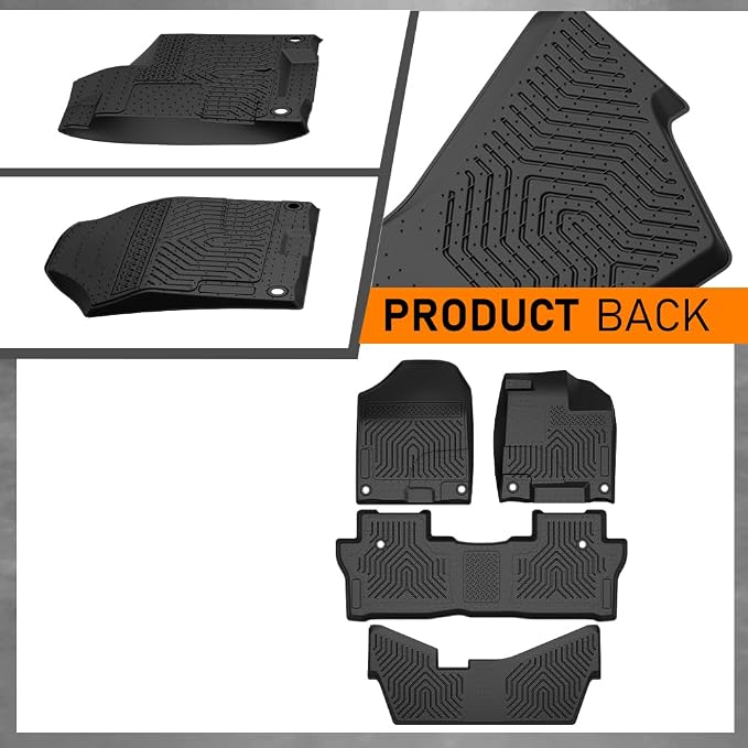 G-PLUS Floor Mats Fit Honda Pilot 8 Passenger 2016-2022(No Elite Models) | All Weather Protection,Non-Slip,Custom Fit Floor liners,TPE Full Coverage,1st & 2nd & 3rd Row,Black