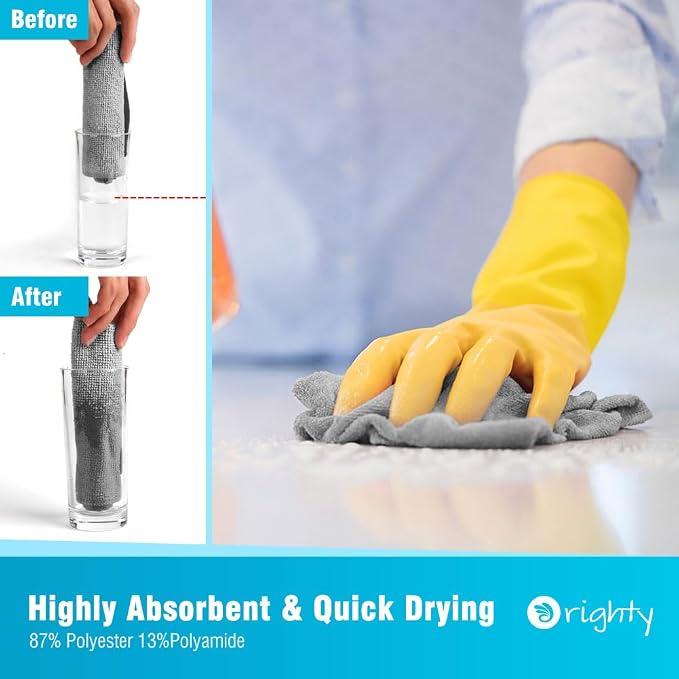 Orighty Microfiber Cleaning Cloth Bulk, 150 Pack Shop Towels 12x12in, Grey | Reusable Microfiber Towels for Cars, Shop Rags, Multi-Purpose Lint Free Cleaning Rags for Home & Kitchen