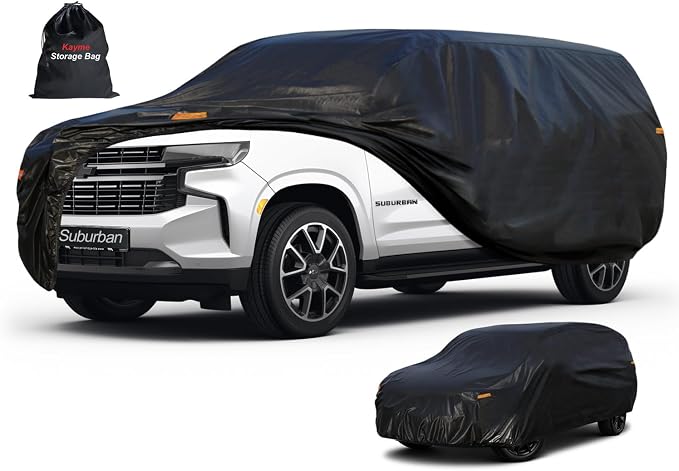 Kayme 7 Layers SUV Car Cover Custom Fit for Chevrolet Chevy Suburban (1973-2025) Waterproof All Weather for Automobiles, Outdoor Full Cover Rain Sun UV Protection.