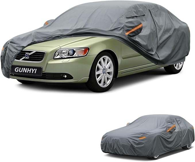 GUNHYI Premium Car Cover Custom Fit Volvo S40, 16 Layers Heavy Duty Car Cover Waterproof All Weather with Zipper Door for Sun Rain Snow Dust Uv Protection