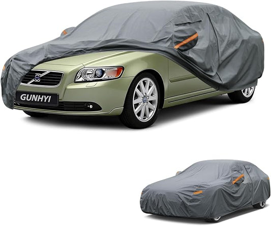 GUNHYI Premium Car Cover Custom Fit Volvo S40, 16 Layers Heavy Duty Car Cover Waterproof All Weather with Zipper Door for Sun Rain Snow Dust Uv Protection