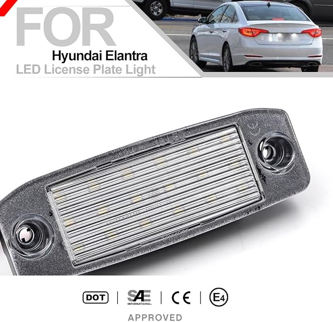nsautolighting Elan'tra Led License Plate Light for 2007-2023+ Hyundai Kona N Elan'tra Tucson Sonata Kia Sport'age Sorento 6500K Xenon White Error Free Led Rear Tag Number Plate Lamps OEM 92501-J9000