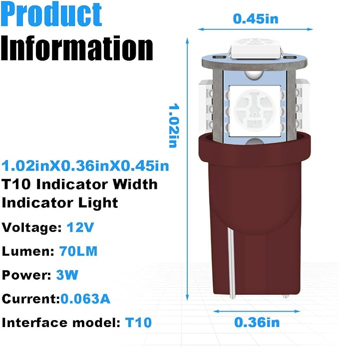 smilfuy 2PCS T10 194 LED Bulbs Tag Lights for License Plate, 6000K Red | Wedge 168 T10 2825 5SMD 5050 Chips LED Bulb, 12V Bulb Replacement for Car Interior Dome Map Door Courtesy License Plate Light