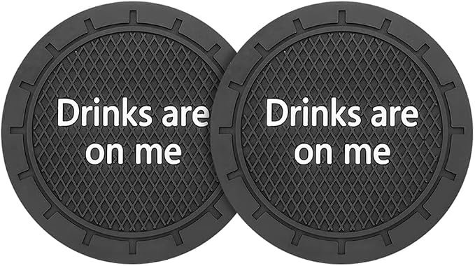 8sanlione 2 Pack Car Cup Holder Coasters, 2.75 Inch Non-Slip PVC Insert Cup Coaster, Anti-Scratch Auto Cup Mats for Women Men, Vehicle Interior Accessories Universal for Car, SUV, Truck (B Black/2PCS)