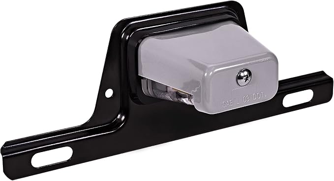 TRUE MODS Gray LED License Plate Boat Trailer Light [Steel Bracket Mount] [DOT FMVSS 108] [SAE L] 12V DC Waterproof Universal Submersible PC Lens Tag Lamp for Car Work Utility Flat Bed Box Semi Truck