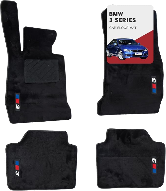 Custom 3D Car Mats for BMW 3 Series 2013-2019 (320i, 328i, 330i, 335i, 340i, M3) All-Weather Luminous Wool Carpet Car Mats - Custom Fit, Anti-Slip, Full Coverage with Logo
