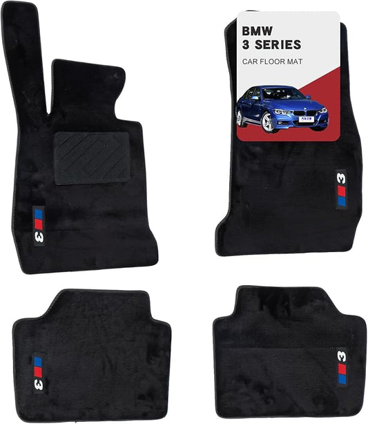 Custom 3D Car Mats for BMW 3 Series 2013-2019 (320i, 328i, 330i, 335i, 340i, M3) All-Weather Luminous Wool Carpet Car Mats - Custom Fit, Anti-Slip, Full Coverage with Logo