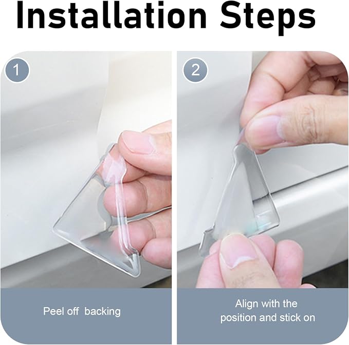 2 PCS Right-Angle Car Door Corner Guards, Sport Style Car Door Corner Protector Strip, Self-Adhesive Anti-Collision Decorative Doors Edge Guard, Universal for Most Cars (Transparent)