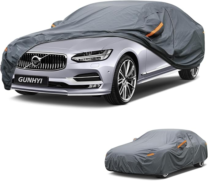 GUNHYI Premium Car Cover Custom Fit Volvo S90, 16 Layers Heavy Duty Car Cover Waterproof All Weather with Zipper Door for Sun Rain Snow Dust Uv Protection