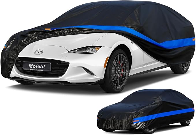 Car Cover for Coupe Sports Car Waterproof All Weather, Universal Fit Mazda Miata/MX-5, Toyota MR2, BMW Z3, Honda S2000, Saturn Sky, Volkswagen Cabrio, Mercedes-Benz SLK-Class etc.