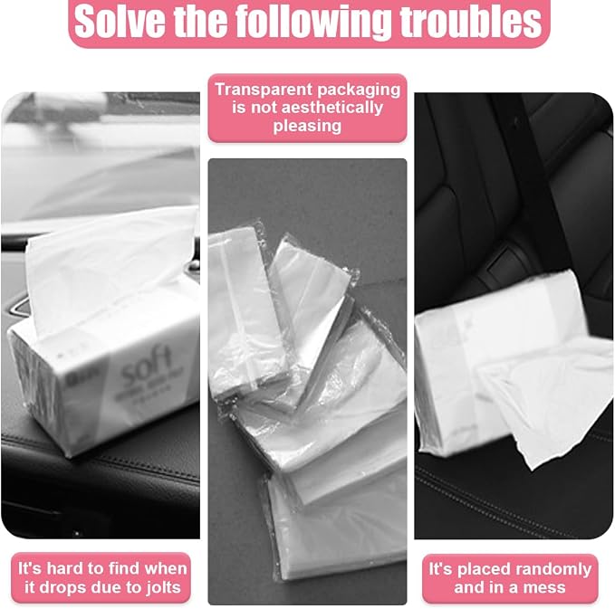 Bling Car Sun Visor Tissue Box Holder, PU Leather Auto Paper Towel Cover, Glitter Crystal Rhinestone Napkin Holder, Car Decoration Accessories for Women (Beige/White)