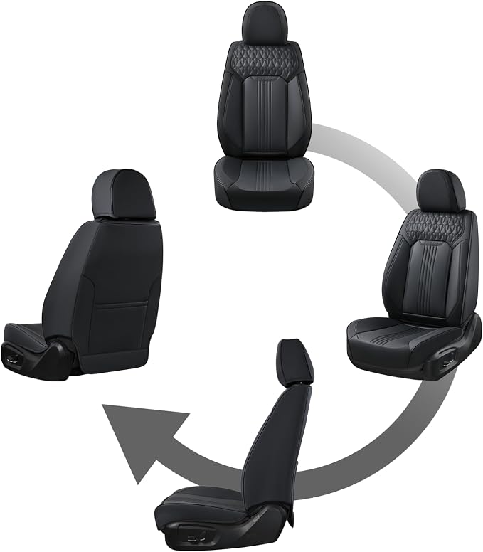 Coverado Seat Covers, Car Seat Covers Front Seats, Black Seat Cover, Waterproof Car Seat Cushion, Front Car Seat Covers Leatherette Car Seat Protector Universal Fit Most Cars