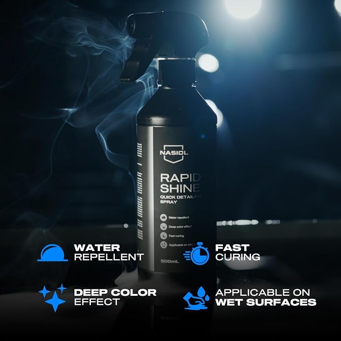 Nasiol RapidShine Quick Detailer Spray, Hybrid Water Based Formula, High Gloss, Super Slickness, Hydrophobic, Enhanced Color, WetCoat Easy to Use Car Nano Coating Spray,17fl oz