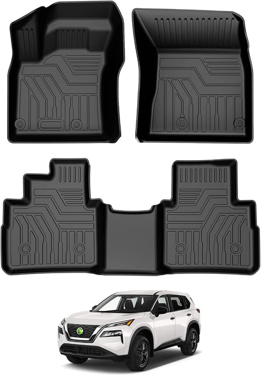 T TGBROS Floor Mats for Nissan Rogue 2021-2026 All Weather Protection TPE 2 Rows Floor Liners Custom Fit for Nissan Rogue Accessories Car Mats Non-Slip Black(Not for Sport)