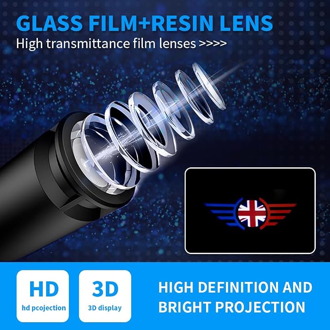 2 pcs LED Car Door Logo Lights Courtesy Projector Laser Puddle lamp Ghost Shadow Light Accessories Compatible with r55/r56/r57/r58/r59/r60/r51/f54/f56/f55/f60 (10)