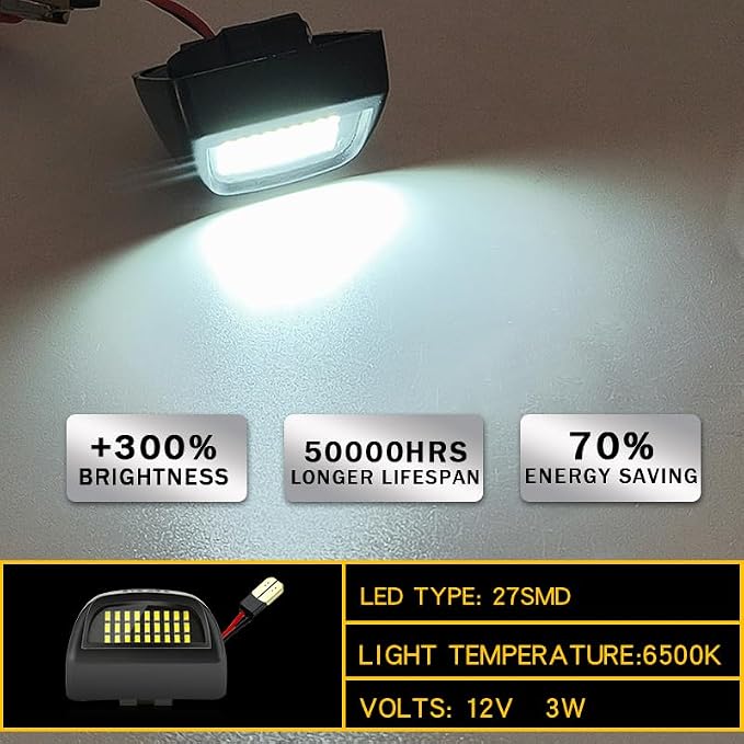 LED License Plate Lights Compatible with Chevy Silverado 1500 2500HD 3500HD, Avalanche, Suburban, Tahoe, GMC Sierra, Yukon, Cadillac Escalade,48-SMD 6500K Super White (UpgradeWhite)