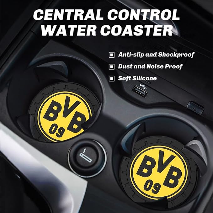 Cup Holder Insert Coaster for Borussia Dortmund UEFA UCL Fans,Anti Slip Car Cup Coaster Interior Accessories