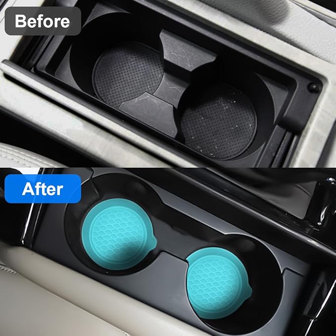 Mandark Car Cup Coaster, 4PCS Silicone Non-Slip Vehicle Drink Cup Mat, Sift-Proof Spill Recessed Automotive Interior Cup Holder Insert Protector Accessories, Universal for Most Cars (Blue)